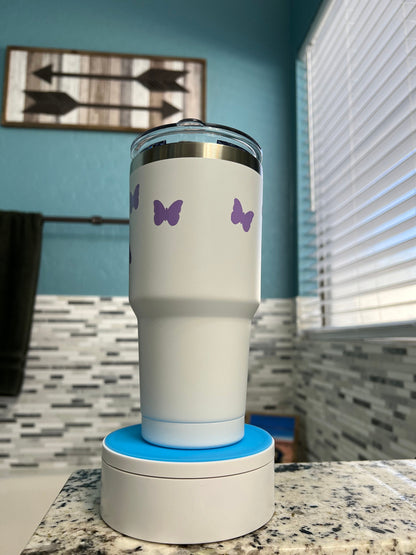 Butterfly 30oz stainless steel insulated cup with top and metal staws